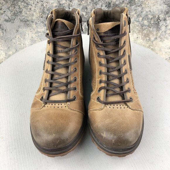 Freeway Easywear Women's Size EUR 37 Queen4 Brown Leather Combat Zip Ankle Boots - Picture 3 of 16